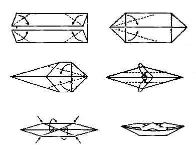 схема оригами лодка-каноэ