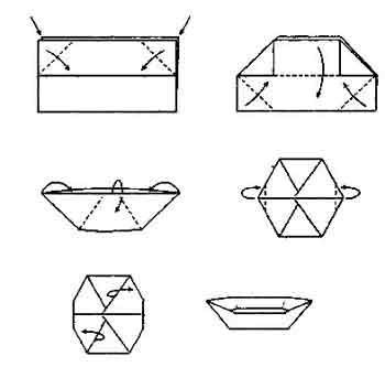 схема оригами лодка